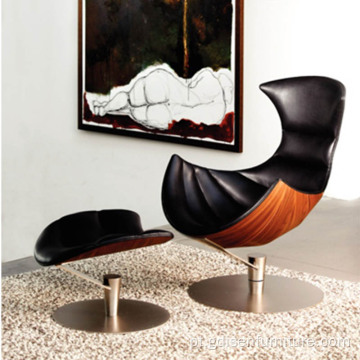 Cadeira de lagosta de lounge e otomano em fibra de vidro